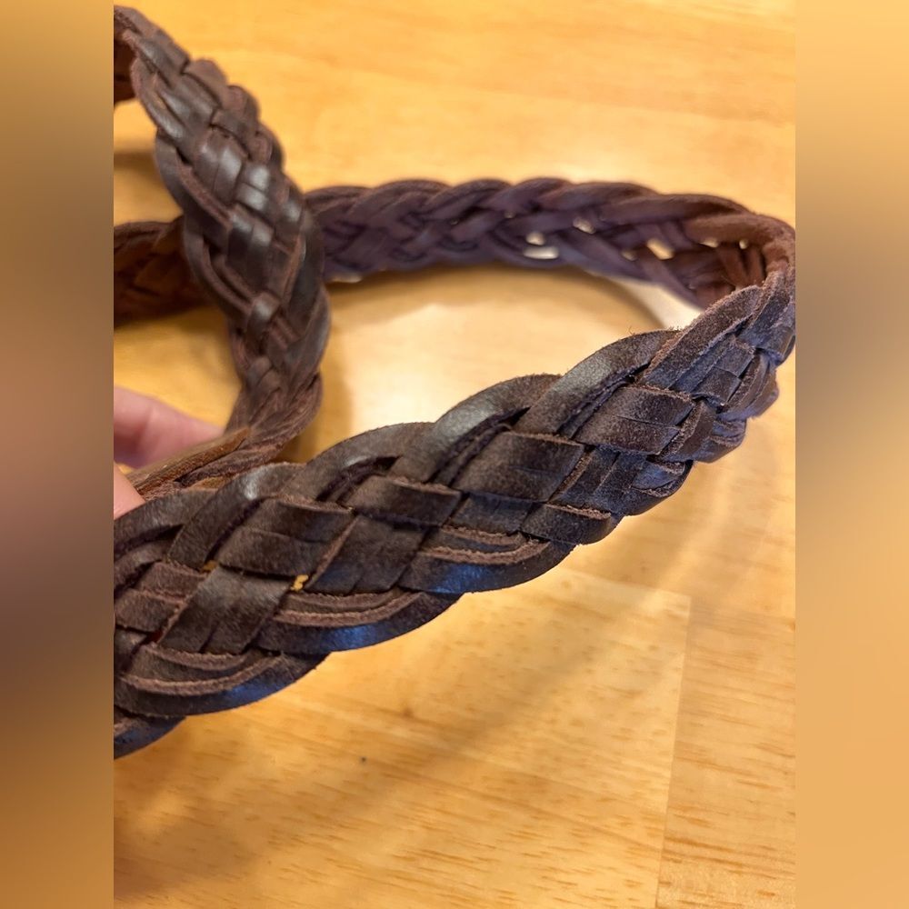 Women's Braided Leather Belt - Brown Unisex 38 inch full boho coastal cowgirl - Picture 16 of 16